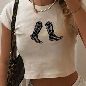 Cropped cowboy boots tee